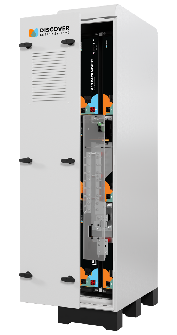 AES Rackmount lithium batteries in cabinet