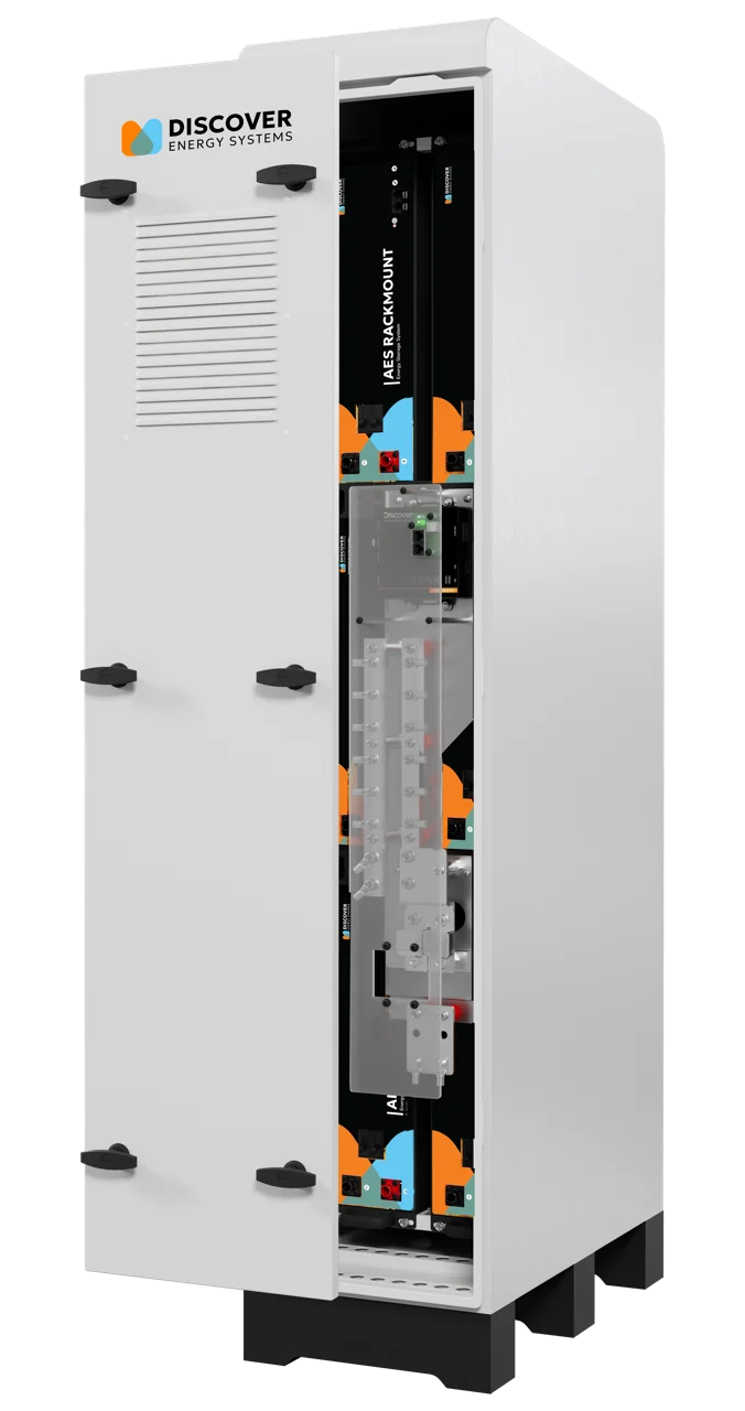 AES Rackmount lithium batteries in cabinet